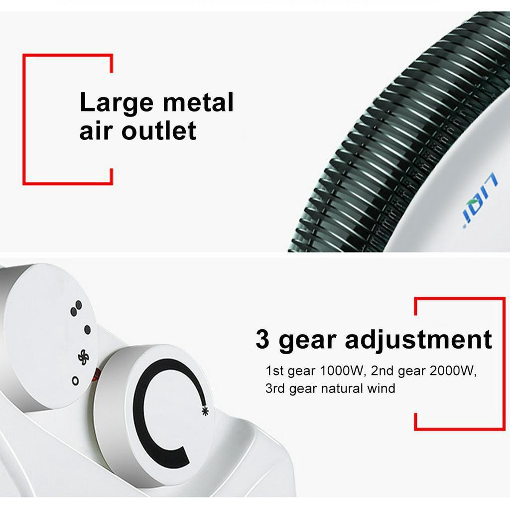 2000W Personal Space Electric Air Heater Fan Warmer Winter Home Office Desktop Electric Heater Portable Electric Fan Heater