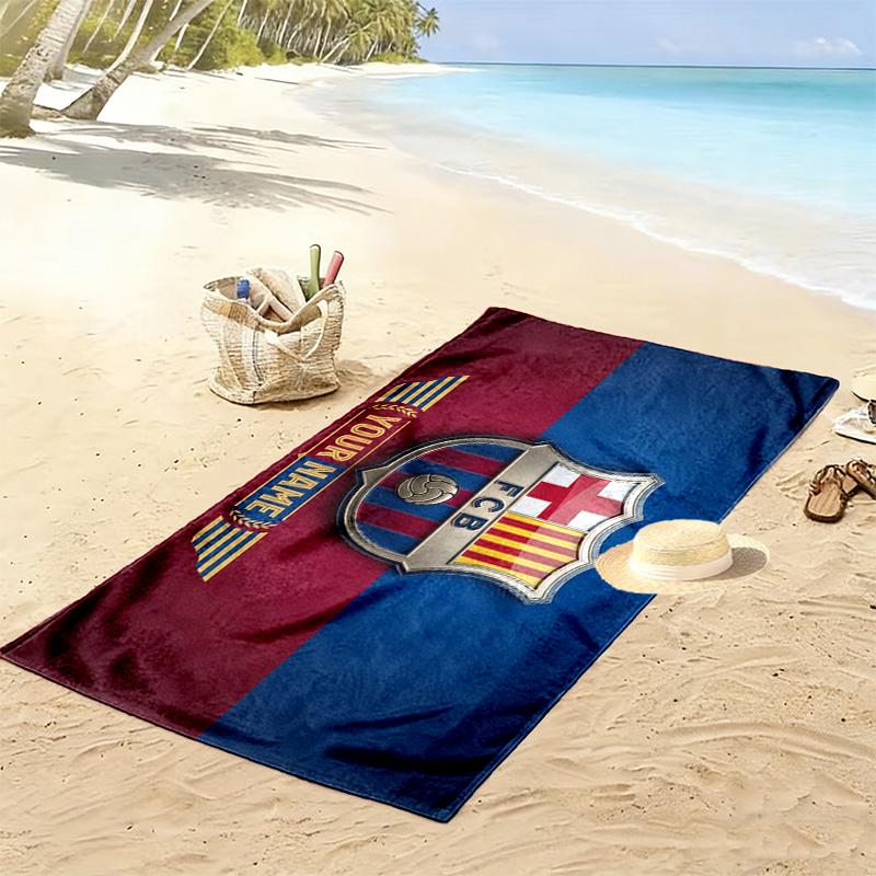 FC Barcelona Print Beach Towel, Large Soft Quick Dry Towel for Beach Camping Swimming