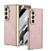 For Samsung Galaxy Z Fold 8 Ultra 5G Case Luxury Matte Leather Electroplate Magnetic Wireless Charging Hinge Tempered Film Cover