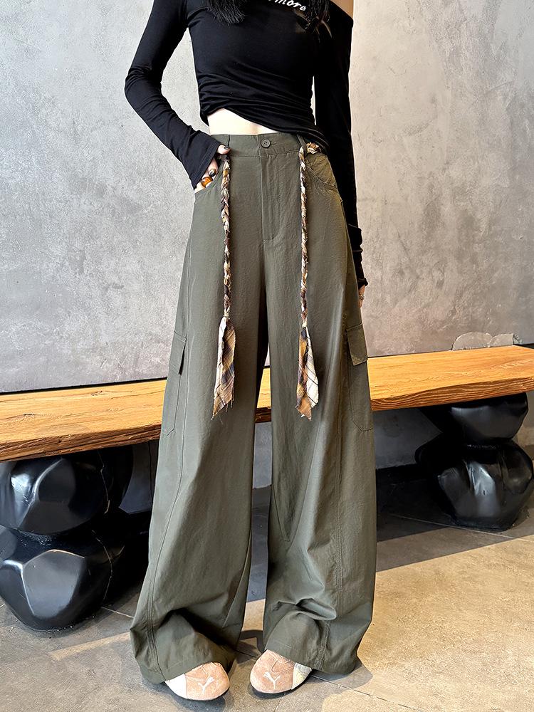 American Style Wide-Leg Woven Belt Pants: Women's 2026 Spring/Summer Casual Workwear