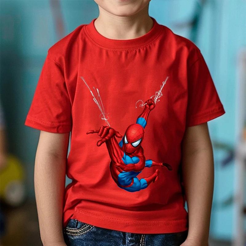 Tendencias de Moda Estampado de Dibujos Animados Anime Spider-Man Ropa para Niños y Niñas Camiseta en Verano Ropa Infantil Manga Corta