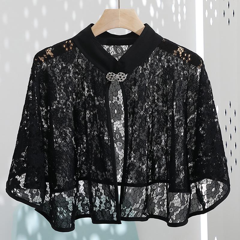 Elegant Summer Lace Sun Protection Shawl & Camisole Dress with Retro Silver Buckle – Fashionable Women's Outfit