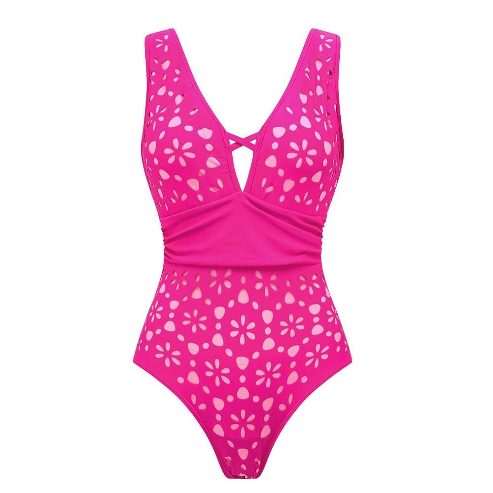 European and American swimwear multi-color fluorescent color hollow high-end swimsuit suit women S