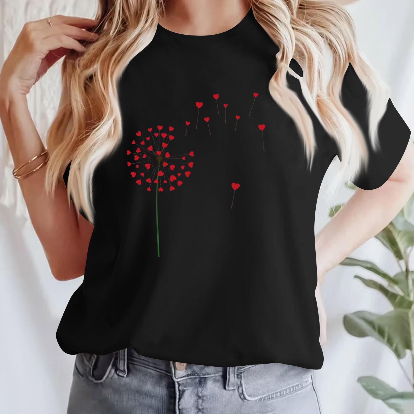 

Женская повседневная футболка с принтом, пуловер с круглым вырезом, топ с короткими рукавами S чёрный