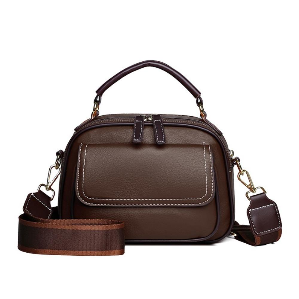 Versatile Retro Women Shoulder Bag PU Leather Large Capacity Messenger Handbag Luxury Cosmetic Bag