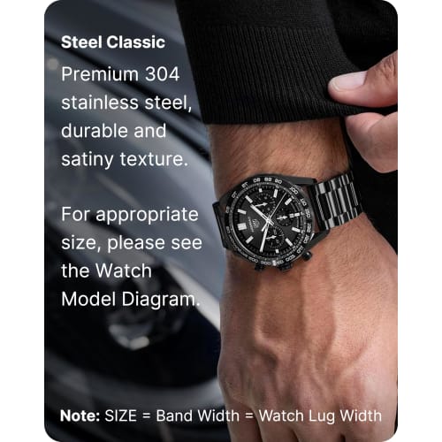 Fullmosa Stainless Steel Watch Band, 18mm, 20mm, 22mm, 24mm Replacement Band, Metal Band Strap, Business Style, Includes Replacement Strap Adjustment