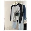 Korean Style Retro Color Block Long Sleeve Women's Casual Top - Autumn/Winter Loose Fit