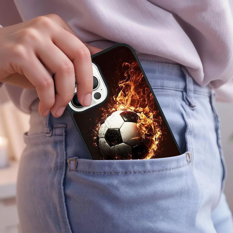 Feuer Fußball Fußball Handyhülle Für iPhone 17 Air 15 16e 14 13 Pro Max Hülle 12 11 Pro Max PLUS Cover