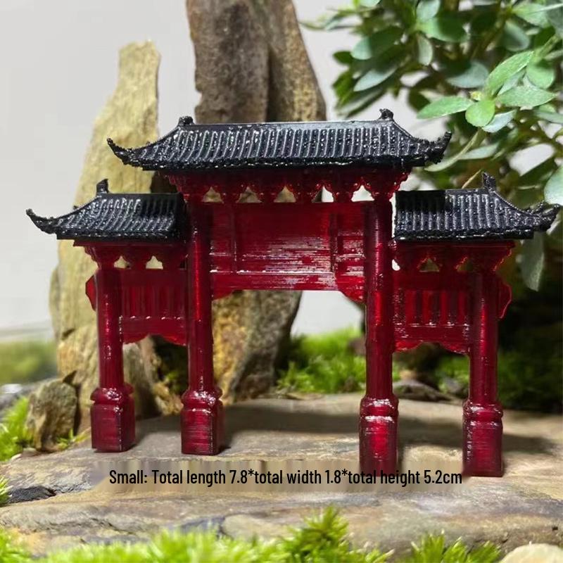 Ancient Chinese Paifang Rockery Bonsai Micro Landscape Ornaments