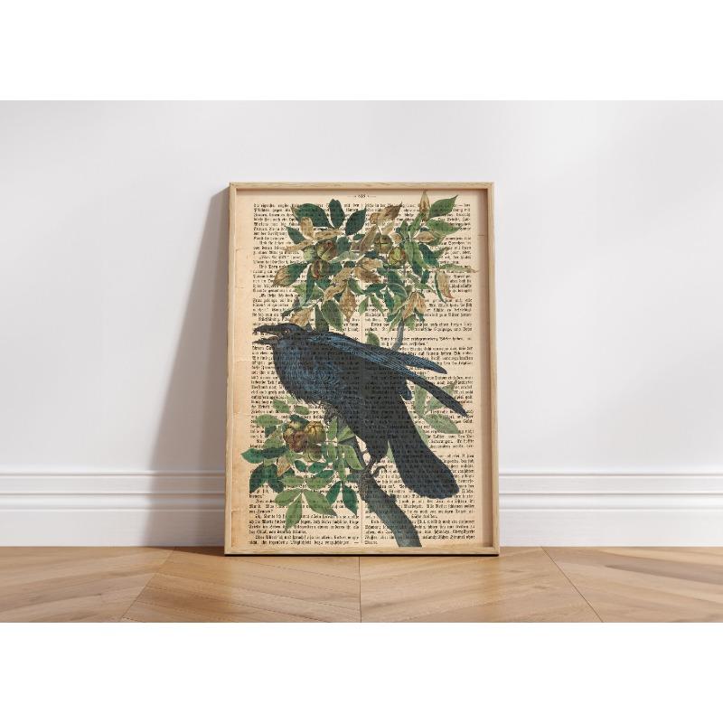 Garden Birds Prints On Old Antique Book Page Botanical Animals Poster and Prints Painting Wall Pictures Living Room Home Decor