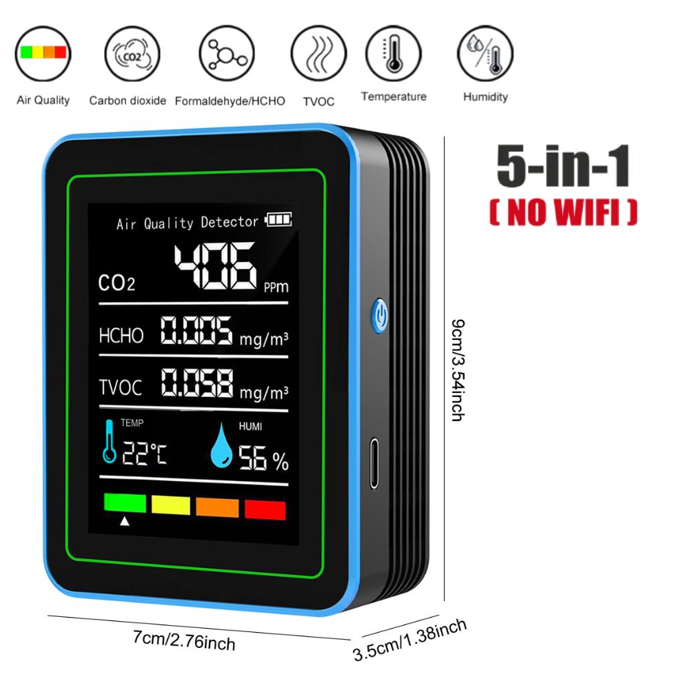 15-in-1 Indoor Air Quality Monitor Household CO CO2 TVOC HCHO Tester WiFi APP Control Portable AQI PM0.3 PM1.0 PM2.5 PM10 Tester
