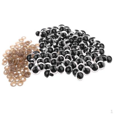 100 Stück 14–20 mm transparente Kunststoff-Sicherheitsaugen mit Unterlegscheiben für die Herstellung von Teddypuppen, transparent, 16 mm