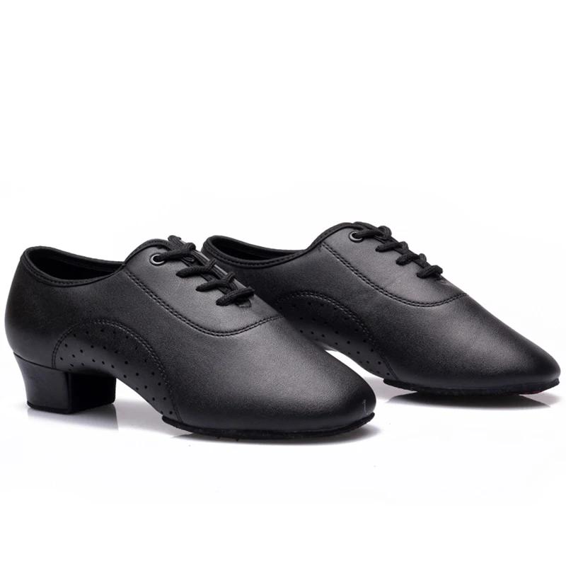 Latin Dance Shoes Leather Men Modern Ballroom International Dance Square Male Dancing Shoe Soft Sole Sneakers Boy Child