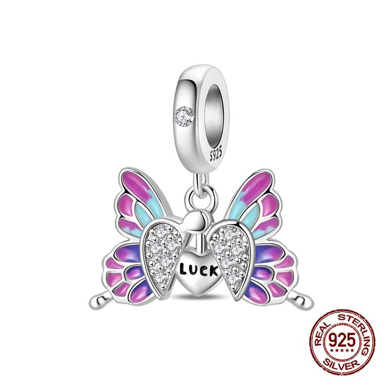 Compatible With 3MM Authentic Bracelets copper Colorful Dragonfly Flower Gem Butterfly Charm Bead Charms Bead Charms Fine Do It Yourself Jewellery Mak