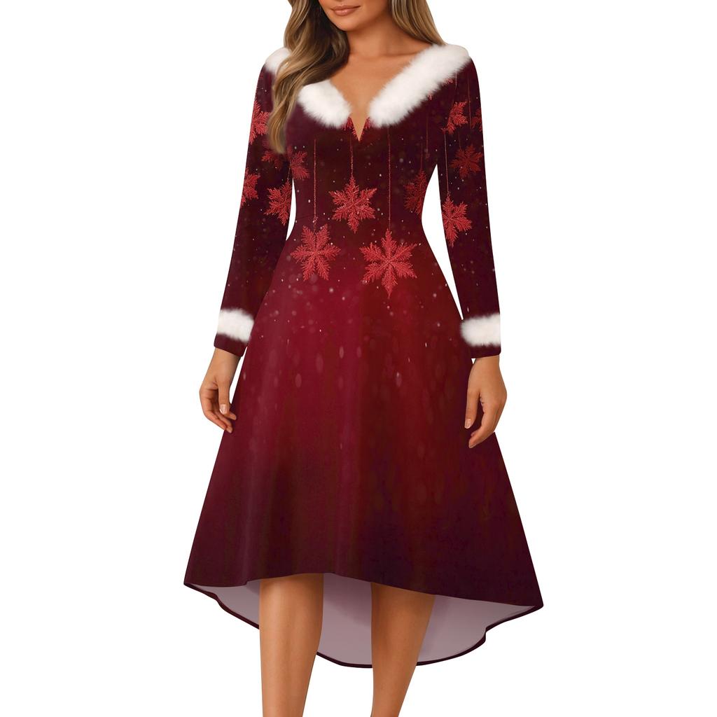 Christmas Party Printed Dresses For Women Vintage Christmas Midi Dress Casual Dresses Cocktail Dress Party Festive Dresses