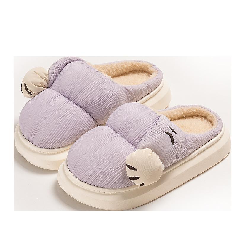 Winter new cute cat claw mop couple warm thickened non-slip home slippers cotton mop