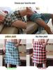 Men's Plaid Cotton Nightgown - Breathable, Sweat-Absorbing Casual Home Bath Skirt 015JJQ