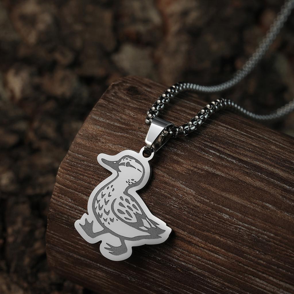 Kinitial Stainless Steel Necklaces Animal Lovely Duck Pendants Chains Choker Fashion Necklace For Women Jewelry Party Gifts