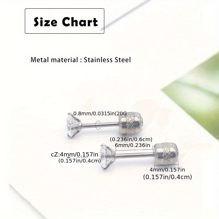 

4mm White Cubic Zirconia Stud Earrings, Floral Relief Pattern with Push Backs, External Thread, Valentine s Gift червоний