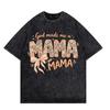 Boho Vintage Washed Letter Floral Print T-Shirt Retro Mother's Day Bow Graphic Tee Casual Loose Fit Short Sleeve Tops for Women