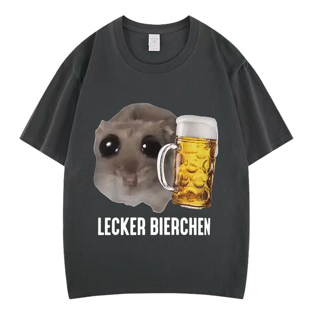 Sad Hamster Delicious Beer Funny Meme Kawaii Tshirt Unisex Unisex Fashion Hip Hop Tshirts Shortsleeved Cotton Loose T Shirts