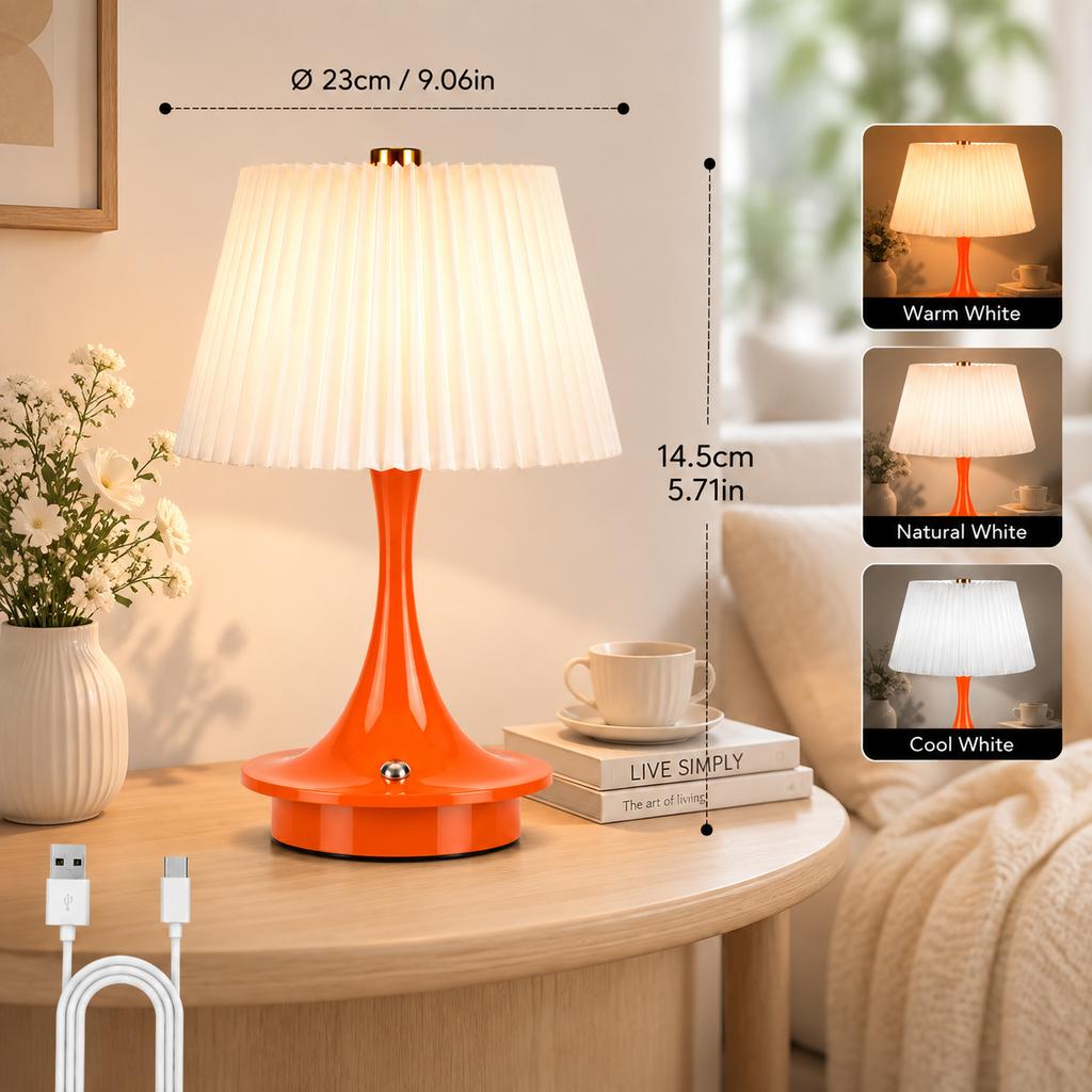 Xiaomi Modern Pleated Fabric Table Lamp Three-Color Lights Wireless Rechargeable Touch Control Decorative Lamp for Cafe Home Decor