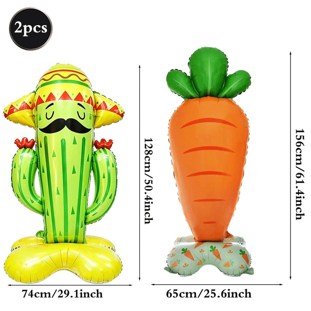 Large Standing Foil Balloons Fruit Vegetable Party Decorations Giant Cactus Carrot Lemon Watermelon Hawaiian Luau Decor Supplies
