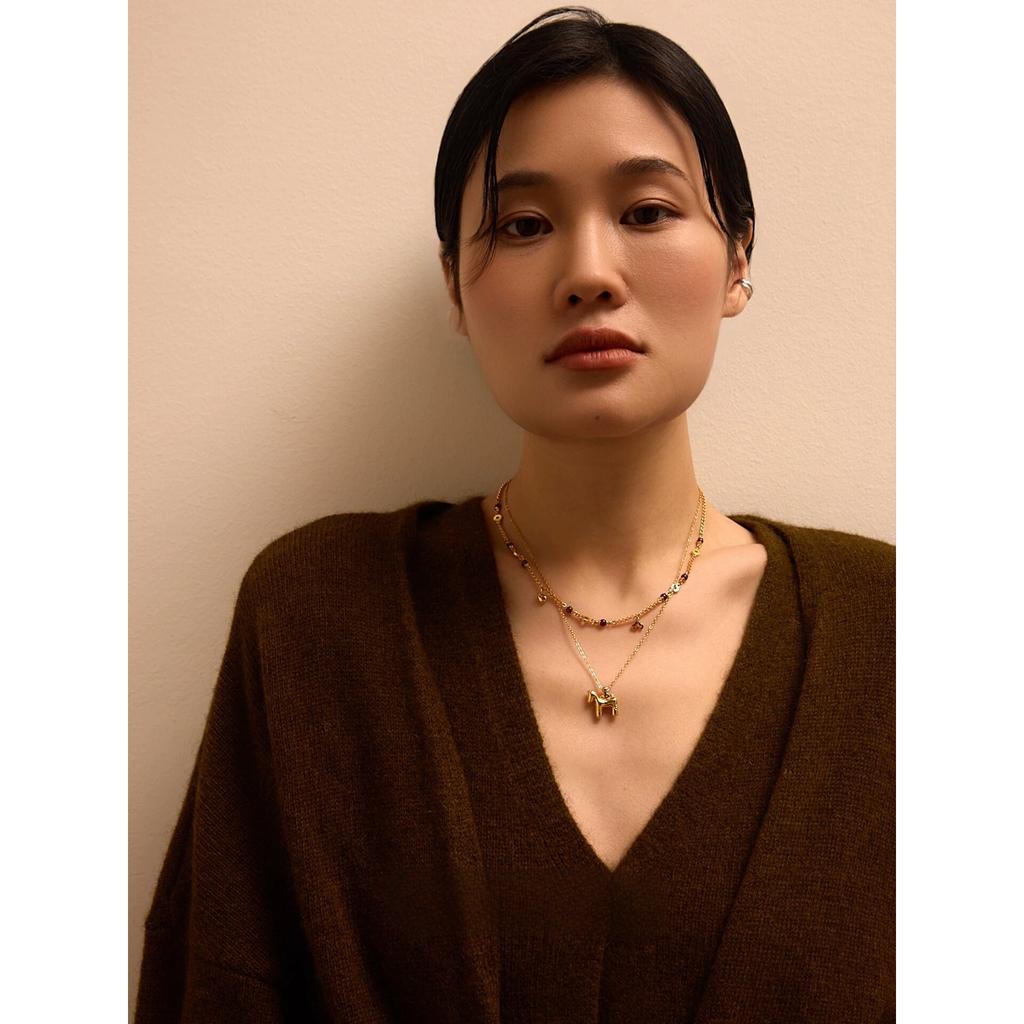 Ancient gold hammer snake bone chain women's collarbone chain light luxury temperament versatile jewelry