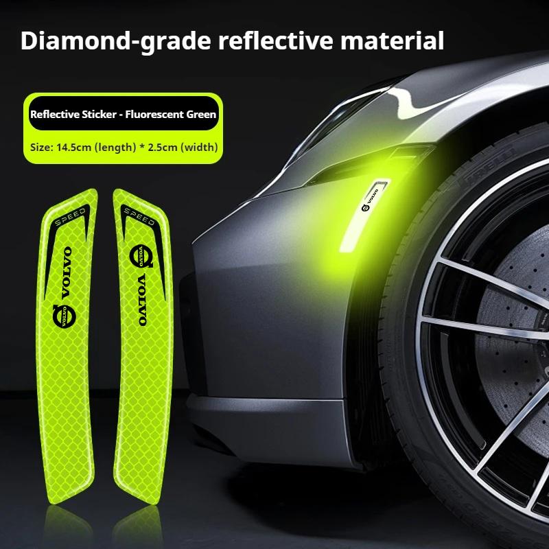 

2pcs Car Reflective Warning Stickers, Wheel Eyebrow Anti-Collision Strips for Volvo XC90 XC60 V50 S60 V70 , Exterior Accessories зелёный