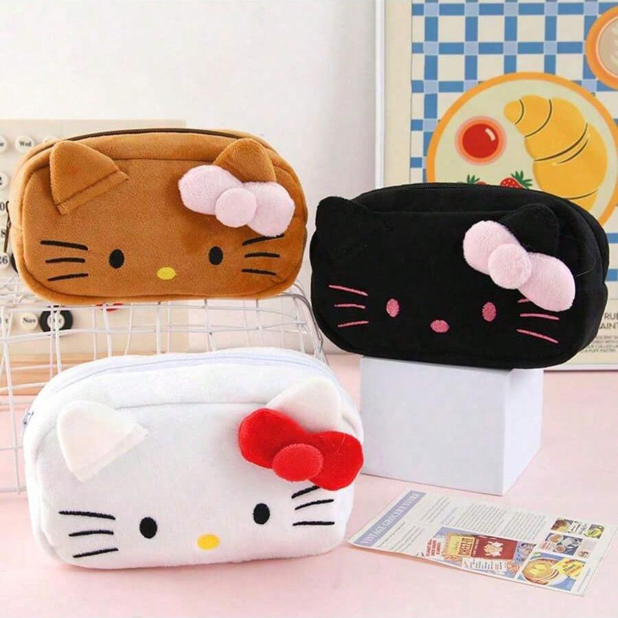 1pc Cute Cartoon Plush Pencil Case,Big Capacity Stationery Pouch, Stationery Storage Box Back To School (No Clips)