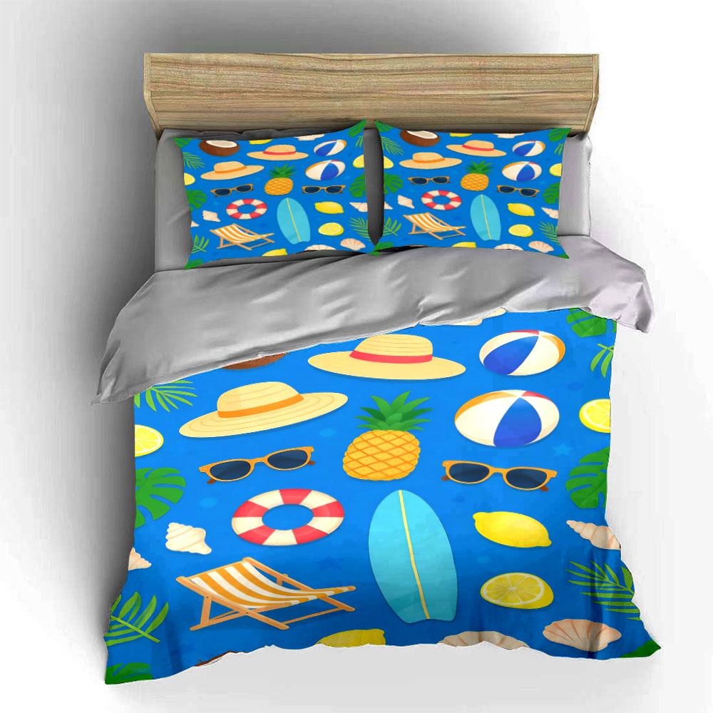 Pineapples, Hats, Beach Balls. Bedding Sets Duvet Cover Sets Duvet Covers Pillowcases(1 * Duvet Cover 2 * Pillowcases, Without Duvet Insert)