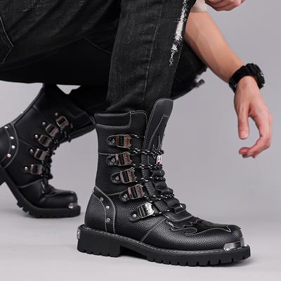 Fashion High-top Motorcycle Boots Fashion Men's Casual Style Design Trendy Party or Outdoor Street 38-46 Autumn and Winter Hot Selling