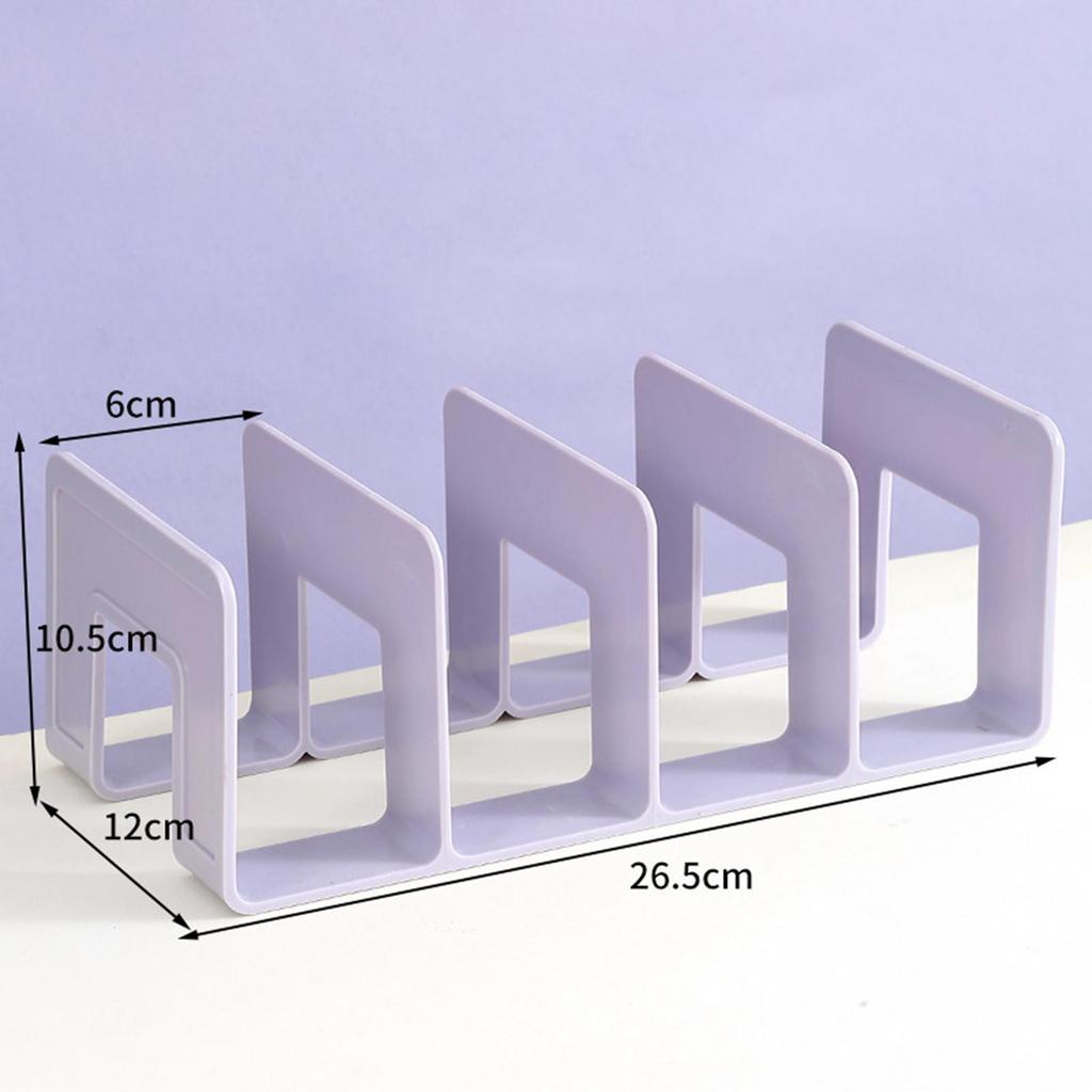 Book Stand Four Section Sturdy Acrylic Bookends Handbag Divider Shelf for Table Study Room Bookcase Cookbooks Photo Albums