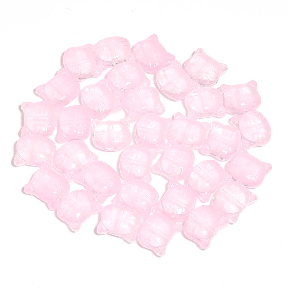 30Pcs Cat Head Glass Beads Cute Cartoon Kitten Lampwork Loose Bead for Jewelry Making Accessories DIY Bracelet Necklace Pendant