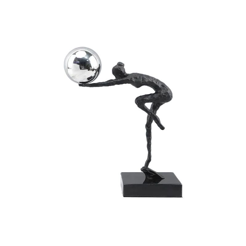 Modern Abstract Cast Iron Gymnast Figurine Ornament Living Room TV Cabinet Decorative Abstract Black Metal Human Sculpture Decor
