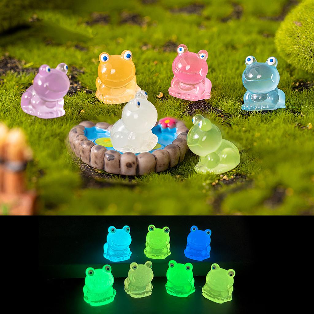 Set of 20 Glowing In the Dark Resin Miniature Frogs Figurines Various Colors for DIY Crafts and Party Decorations