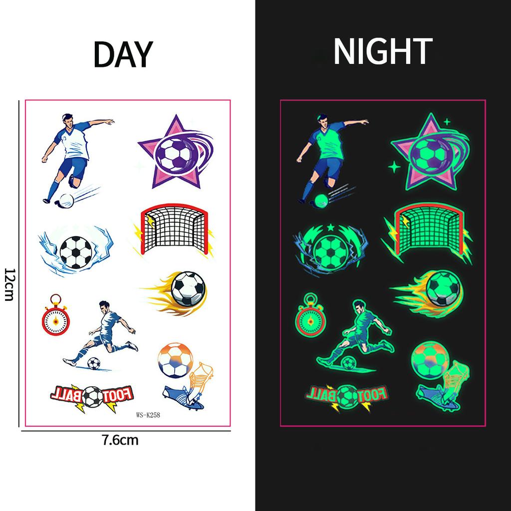 Sports Theme Tattoo Sticker Football Game Fans Luminous Temporary Tattoo Stickers Waterproof Party Makeup Face Stickers