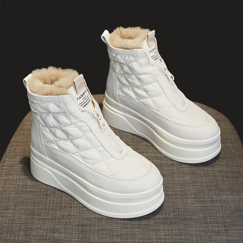 Rabbit Fur Snow Boots Women 2 Winter Velvet Snow Cotton Platform Cotton Shoes Winter Shoes Women's Shoes Wear White Shoes Women
