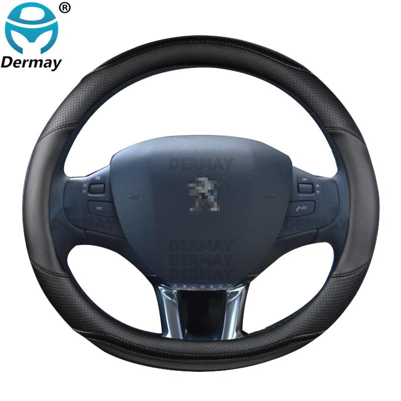 Für Peugeot 208 2012~2018 Auto Lenkradabdeckung Kohlefaser + PU-Leder Hohe Qualität Dermay Marke Auto Zubehör Innenraum