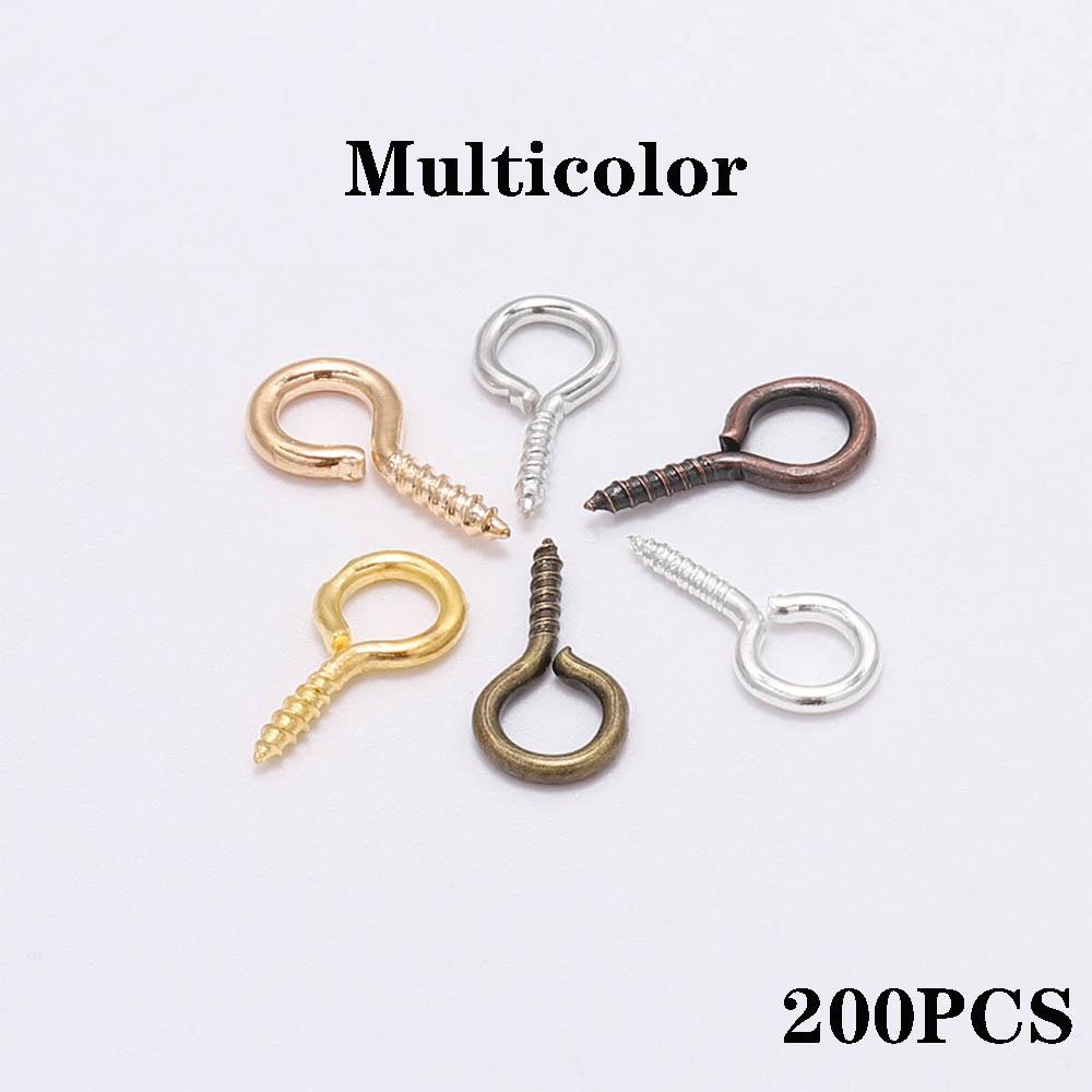 100-200Pcs Tiny Mini Eye Pins Screw Clasps Gold Connector Pendants Threaded Hooks For DIY Jewelry Making Findings Accessoies