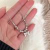Yinruitai Sterling Silver Bow Necklace - Simple Korean Style Clavicle Chain for Women 