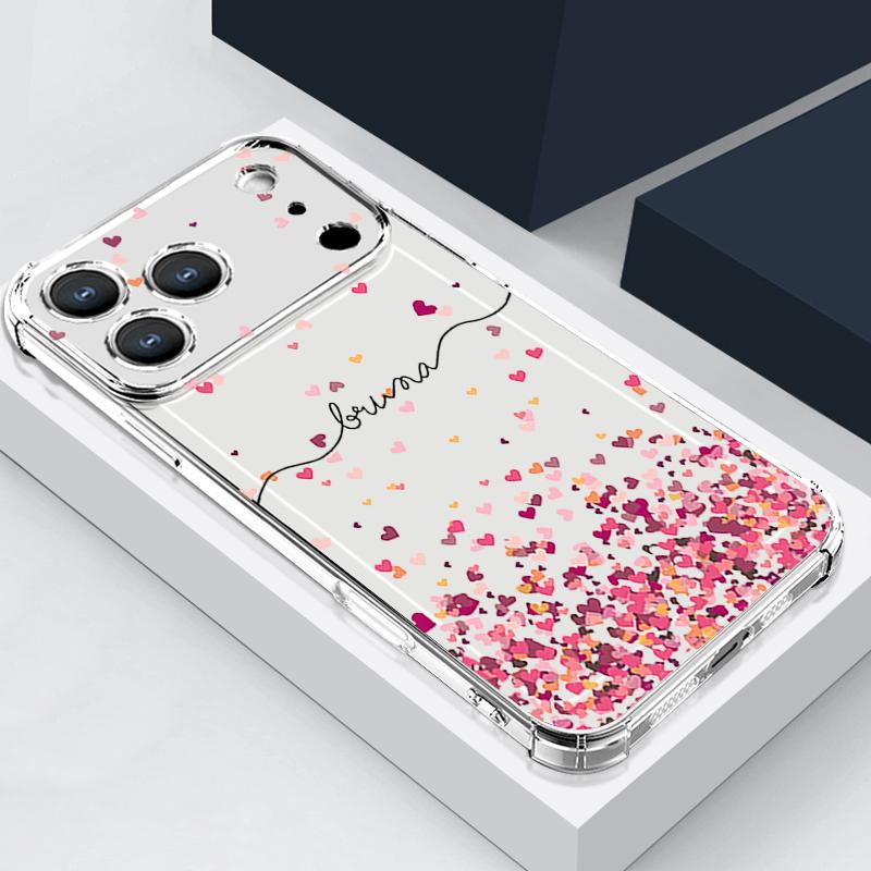 

Colorful Heart Pattern Phone Case For iPhone 17e 17 16 15 Pro Max 14 13 Pro 16 Shockproof Clear Soft Card Slot Pocket Back Cover iPhone17e