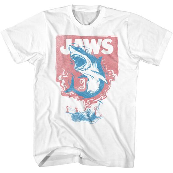 Jaws 70 Thriller Movie Great White Shark Boat Fire Men T Shirt S