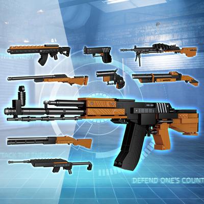 Militaire serie 8-in-1 kit AK-47 aanvalsgeweer montage jongen montage bouwstenen geen doos