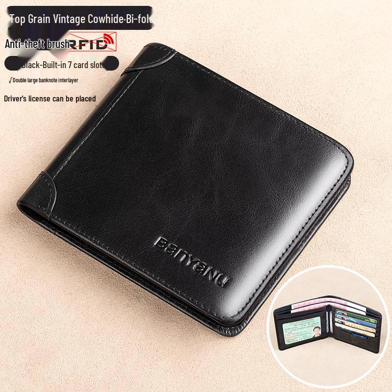 Herren 2025 Neuer Stil Rindsleder Geldbörse mit Geldklammer und Führerscheinfach