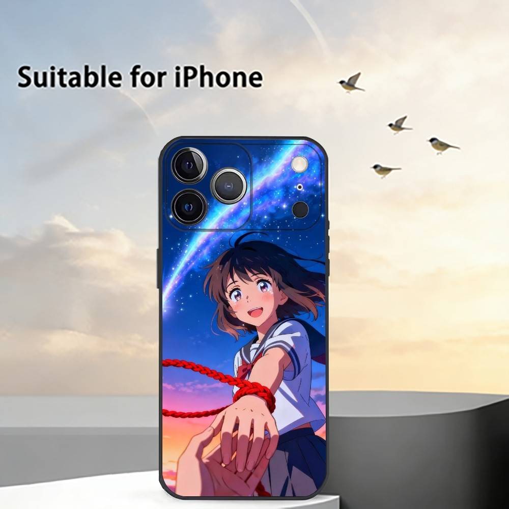 Anima F-Film Your Name Phone Case For iPhone 17, 16,15,14,13,12,11 Plus,Pro Max, Others Soft Black Cover
