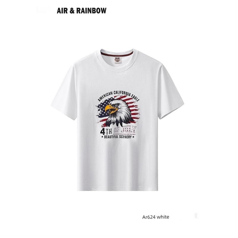 Foreign Trade Export To Domestic Sales Men's Clothing American Vintage Cotton Short Sleeve T-shirt Men's Summer Bottoming Shirt Print T-shirt