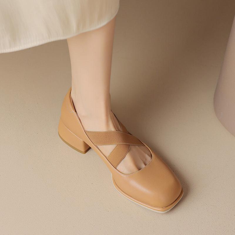 

New women s fashion single shoes round head one pedal rubber soft sole casual solid color low heel square heel large size small leather shoes 39 хаки