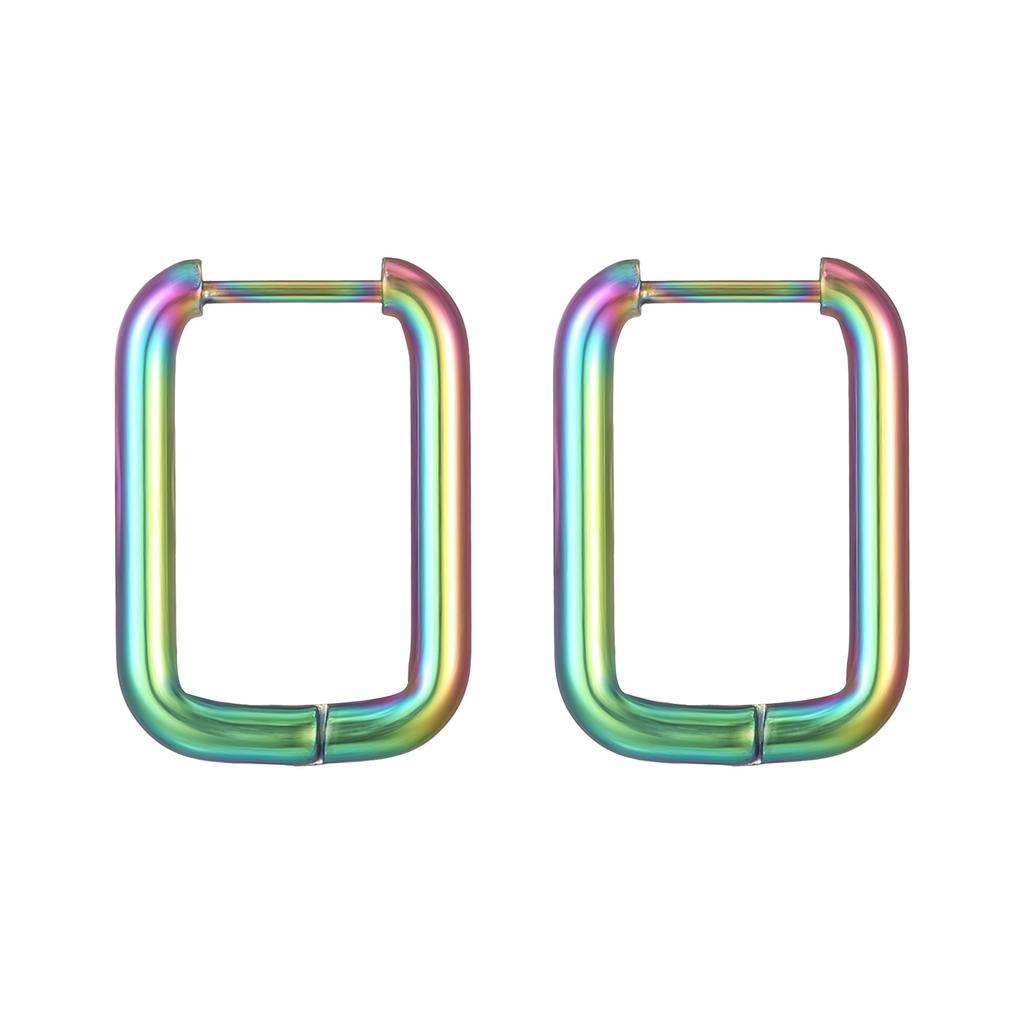 Stainless Steel Ear Buckle Simple Trend Unisex Titanium Steel Round Wire Rectangular Earrings