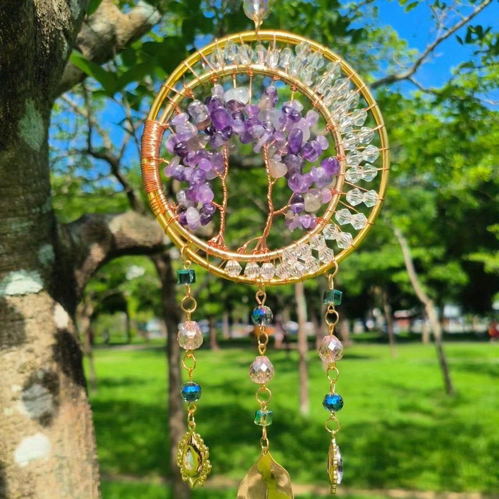 1Pc Tree of Life Dream Catchers for Car with Crystal, Gemstone Suncatcher Hanging Is Personalized Home Decor/room Decor
